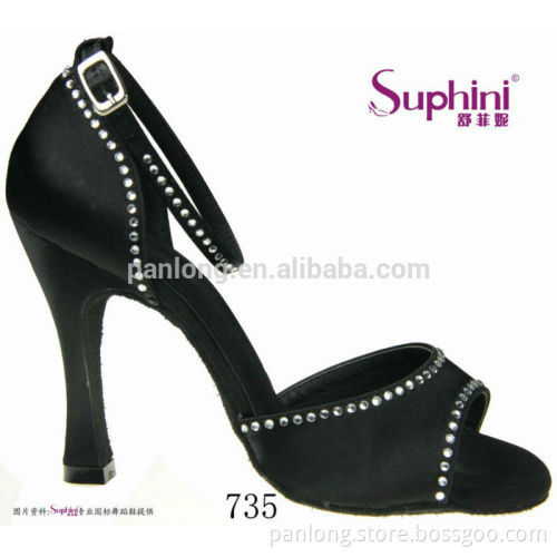 Black Classic Rhinstone Women Sexy Sandals, Crystal Latin Salsa Dance Shoe
